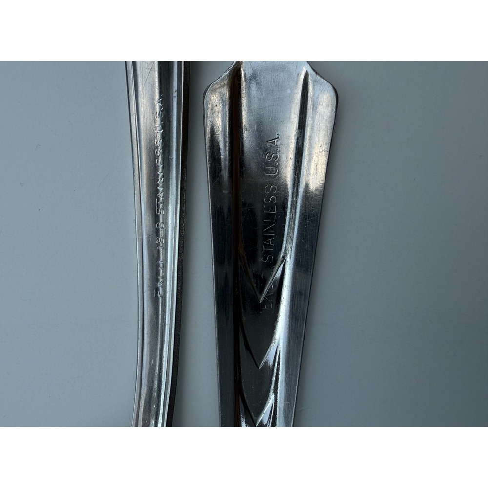 2 ECKO Chevron 18-8 Stainless EKS7 Spoon & Fork VTG Flatware - Picture 2 of 2